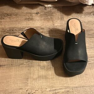 Naked Feet Black Platform Mules